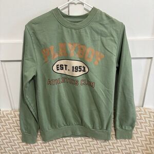 Playboy Women’s Crew Neck Fleece Lined Midweight Pullover Sweatshirt